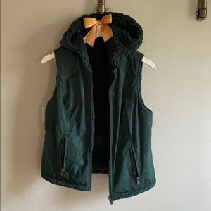 Reversible Dark Green Vest with Hood- NWT